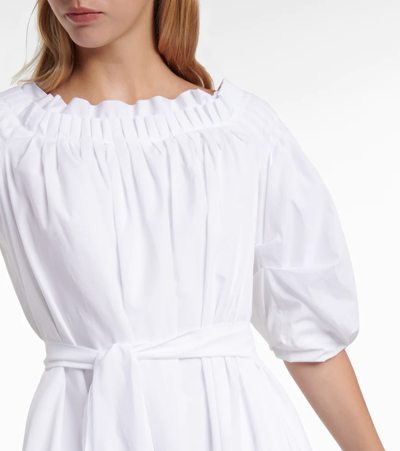 Shop Gabriela Hearst Galetta Off-shoulder Cotton Midi Dress In White