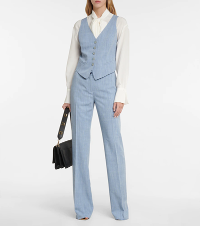Shop Etro Textured Vest In Blu