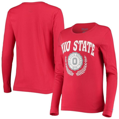 Shop Champion Scarlet Ohio State Buckeyes University Laurels Long Sleeve T-shirt