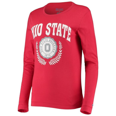 Shop Champion Scarlet Ohio State Buckeyes University Laurels Long Sleeve T-shirt
