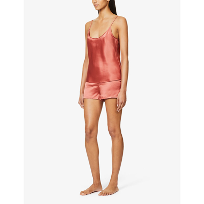 Shop La Perla Womens Rose Noisette Loose-fit Mid-rise Silk-satin Pyjama Shorts