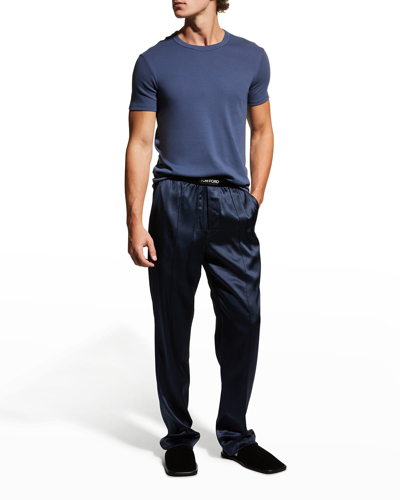 Shop Tom Ford Men's Solid Stretch Jersey T-shirt In 402 Dark Blu