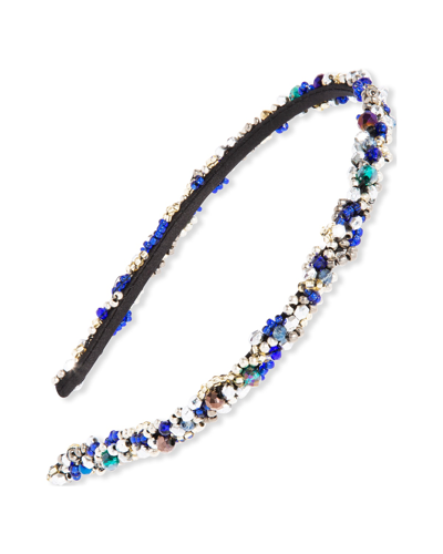 Shop L Erickson Positano Multicolor Beaded Skinny Headband In Blue Multi