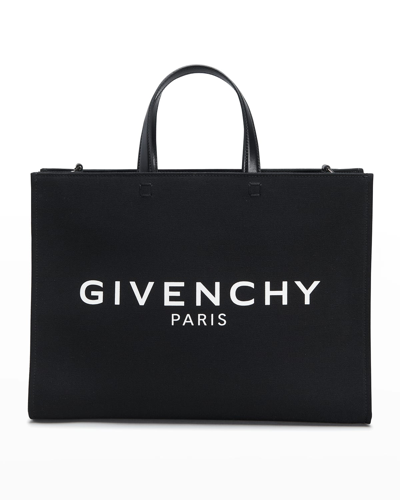 Shop Givenchy G-tote Medium Shopping Bag In Canvas In Black