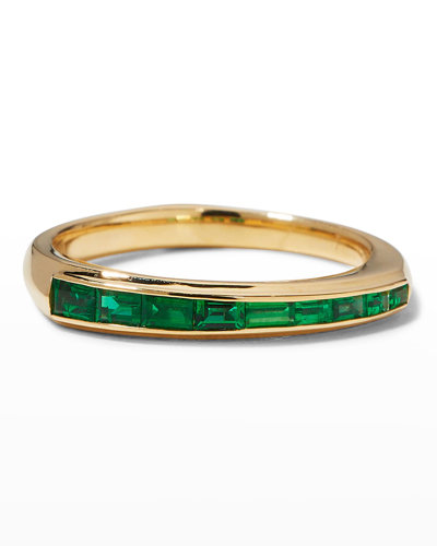 Shop Stephen Webster Baguette Stack Ring With Emeralds