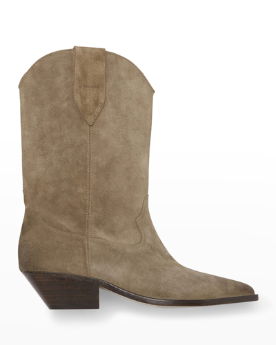 Shop Isabel Marant Duerto Suede Western Boots In 50ta Taupe