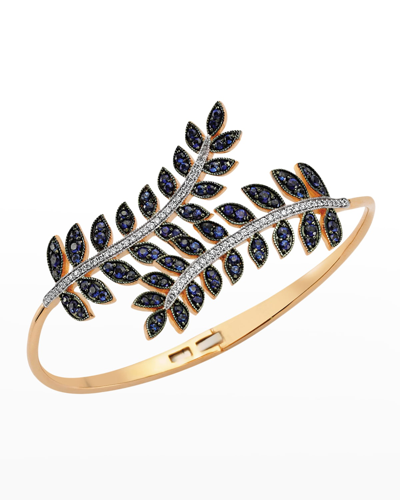 Shop Beegoddess Diamond And Sapphire Feather Goddess Bracelet