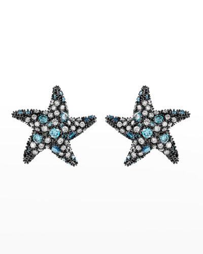 Shop Beegoddess Starfish Blue And White Diamond Earrings