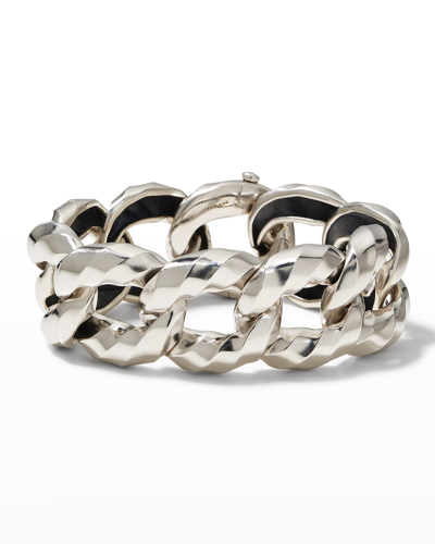 Shop David Yurman 23mm Cable Edge Link Chain Bracelet In Recycled Sterling Silver In Sil-rec
