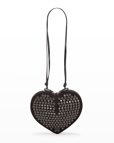 Shop Alaïa Heart Leather Shoulder Bag In Noir