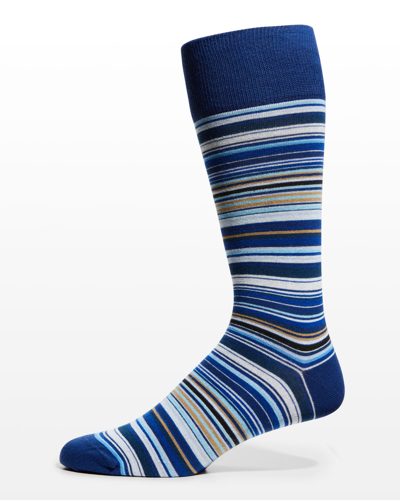 Shop Paul Smith Men's Multi-stripe Socks In 47 Blues