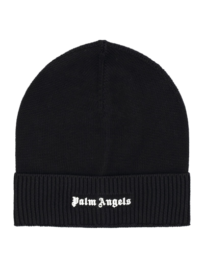 Shop Palm Angels Logo Beanie In Black