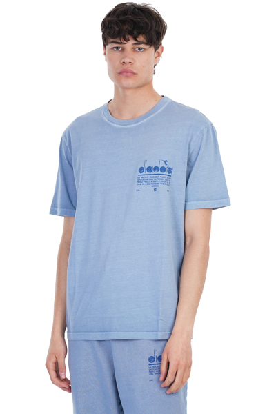 Shop Diadora T-shirt In Cyan Cotton