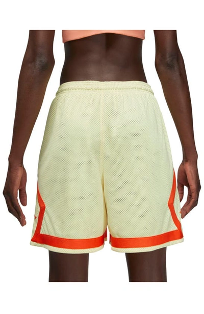 Shop Jordan Heritage Diamond Mesh Shorts In Citron Tint/ Rush Orange