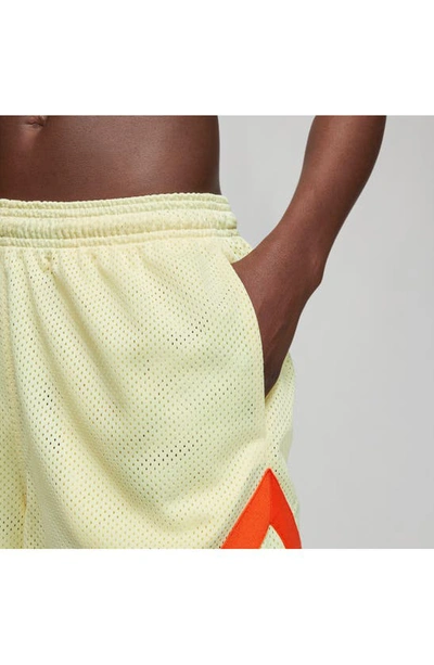 Shop Jordan Heritage Diamond Mesh Shorts In Citron Tint/ Rush Orange