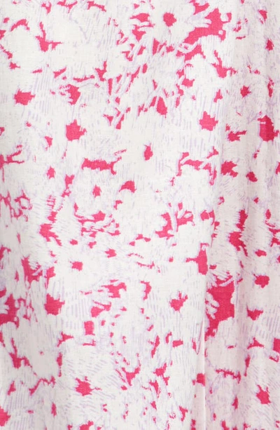 Open Edit Wide Leg Linen Blend Pants In Pink Magenta Sketch Floral