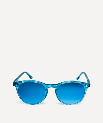 Shop Cimmino Lab Solaro Acetate Round Sunglasses In Capri Sea Blue