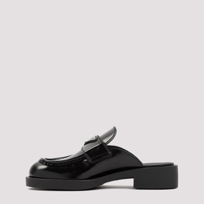 Shop Prada Leather Mules Shoes In Black