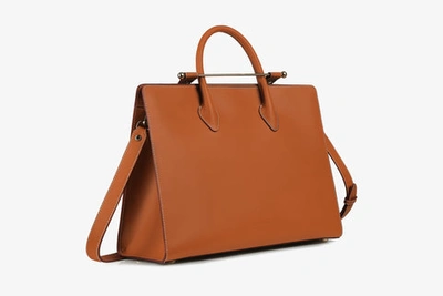Strathberry Midi Metal Bar Leather Tote Bag In Tan | ModeSens