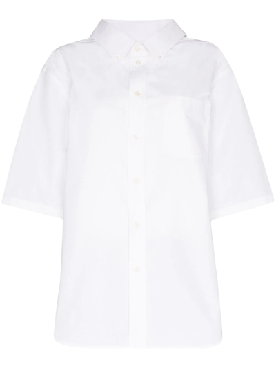 Shop Balenciaga Oversized Button-down Cotton-poplin Shirt In White