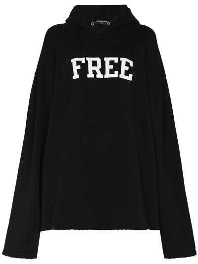 Shop Balenciaga Free Logo Oversized Hoodie In Black