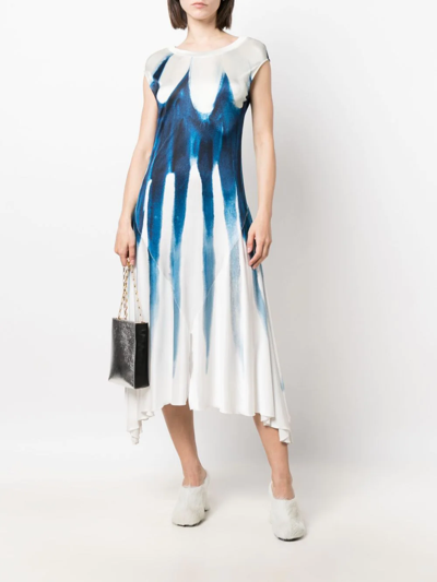 Shop Marni Floral-print Midi Dress In Blue