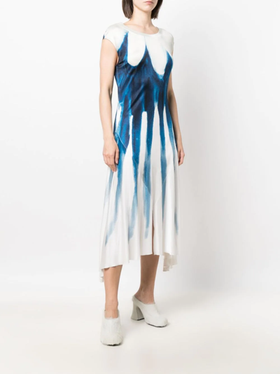 Shop Marni Floral-print Midi Dress In Blue