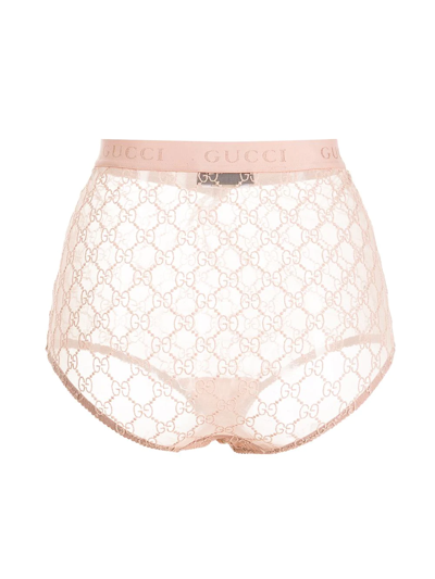 Shop Gucci Gg-embroidered Briefs In Pink