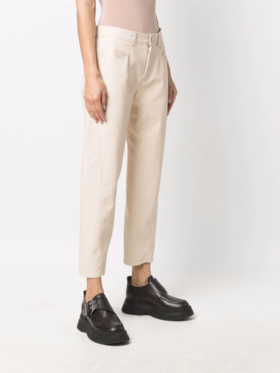 Shop Stella Mccartney Straight Leg Faux Leather Trousers In Neutrals