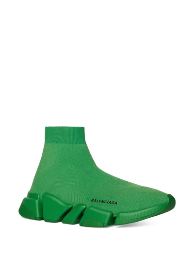 Shop Balenciaga Speed 2.0 Recycled-knit Sneakers In Green