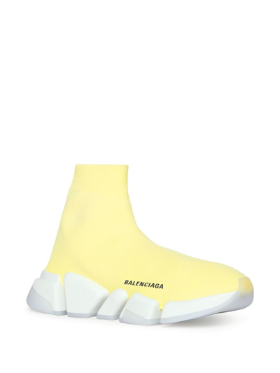 Shop Balenciaga Speed 2.0 Recycled-knit Sneakers In Yellow