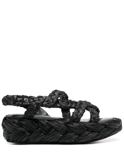 Shop Clergerie Woven Platform Sandals In Black