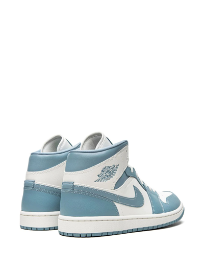 Jordan Air  1 Mid Sneakers In White/blue