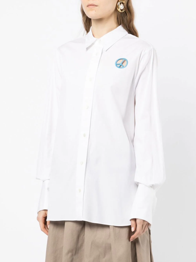 Shop Monse Cut-out Peace Stretch-cotton Shirt In White