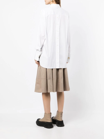 Shop Monse Cut-out Peace Stretch-cotton Shirt In White