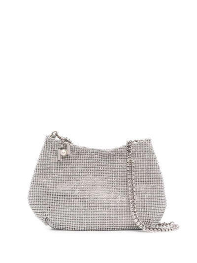 Shop Rosantica Crystal-trimmed Shoulder Bag In Grey