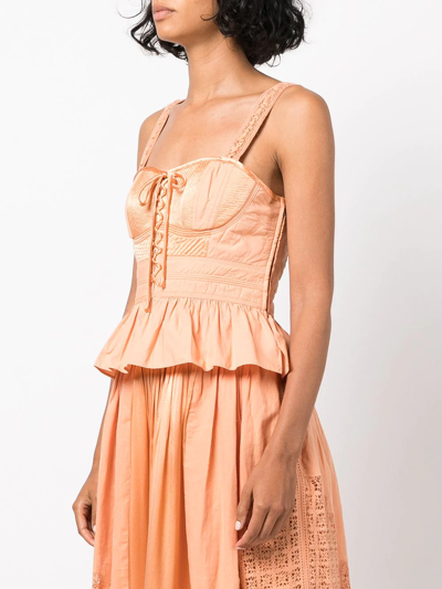 Shop Ulla Johnson Orla Lace-up Corset Top In Orange