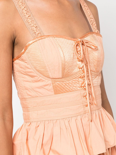 Ulla Johnson Orla Lace-up Corset Top In Orange