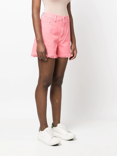 Jacob Cohen Bella Frayed-hem Shorts In Pink