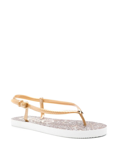 Shop Liu •jo Animal-print Flat Sandals In Neutrals