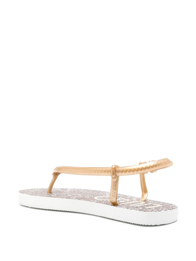 Shop Liu •jo Animal-print Flat Sandals In Neutrals