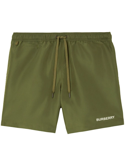 Shop Burberry Logo-print Swim Shorts In Green