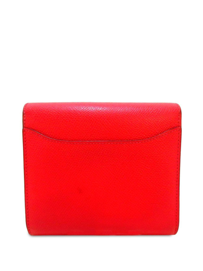 Pre-owned Hermes  Constance Flap Wallet In Red