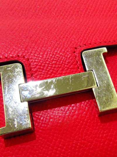 Pre-owned Hermes  Constance Flap Wallet In Red