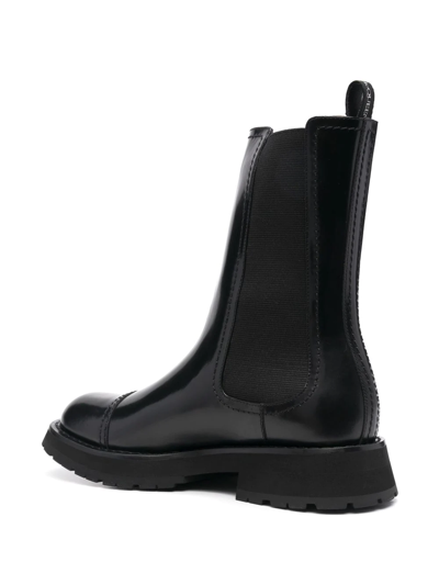 Shop Alexander Mcqueen Polished Leather Chelsea Boots In 1000 Black/black