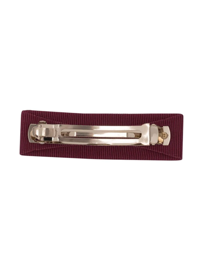 Shop Ferragamo Engraved-logo Hair Clip In Red