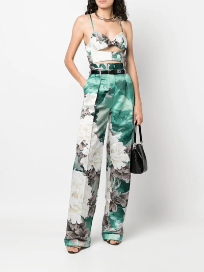 Shop Act N°1 Floral-print High-waist Trousers In White