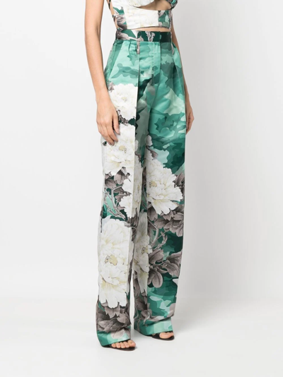 Shop Act N°1 Floral-print High-waist Trousers In White
