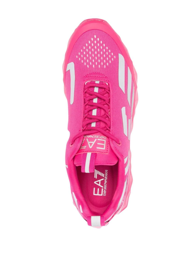 Shop Ea7 Logo Low-top Sneakers In Pink