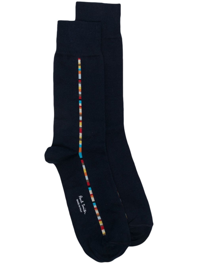 Paul Smith Vittore Striped Cotton-blend Socks In Blue
